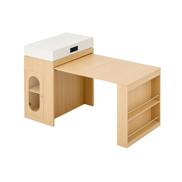 Extendable Dining Table with Folding Top, Drawers & Power Outlet C Multi-Functional Bar Table, Kitchen Island with Wheels, Hooks & Sideboard for Kitchen & Dining Room