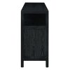 5-147.jpg Bohemian Rattan Storage Buffet Cabinet with Solid Wood Frame, Push-to-Open Sideboard with 3-Level Adjustable Shelves for Living & Dining Rooms