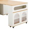 5-149.jpg Extendable Dining Table with Extra-Long Folding Top, Rolling Kitchen Island (Drawers, Power Outlet, Brake Lock) & Storage Cabinet for Kitchen & Dining Room