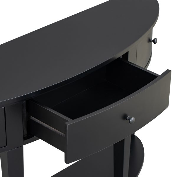 Modern Curved Console Sofa Table with 3 Drawers & 1 Shelf C Suitable for Hallway, Entryway, Living Room