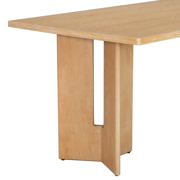Farmhouse Wood Dining Table, 60" Rectangular Table with Cutout Table Legs for Dining Room, Kitchen & Living Room