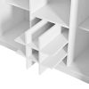 5-16.jpg Wine Bar Cabinet with Foldable Tabletop & Power Outlet, Counter Height Bar Table with Wine Rack & Glass Holder, Double-Door Buffet Sideboard with Side Shelves (Chairs Not Included)