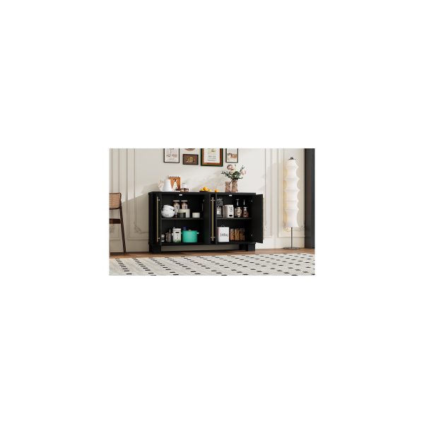 5-160.jpg Sideboard Buffet Cabinet with Storage, Wood Cabinet with Adjustable Shelves & Gold Handles for Kitchen, Dining Room & Living Room