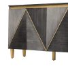 60" Retro 4-Door Buffet Cabinet, Vintage Sideboard with Dimensional Doors & Adjustable Shelves for Dining Room/Kitchen/Living Room
