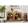 4-Door Large Storage Sideboard Buffet Cabinet with Glass Doors, Arched Design & Adjustable Shelves for Kitchen, Dining Room & Living Room