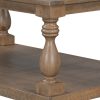 Vintage Coffee Table with Artistic Vase Column Legs and Luxurious Pine Veneer, Boasting Timeless Charm for Living Room & Study