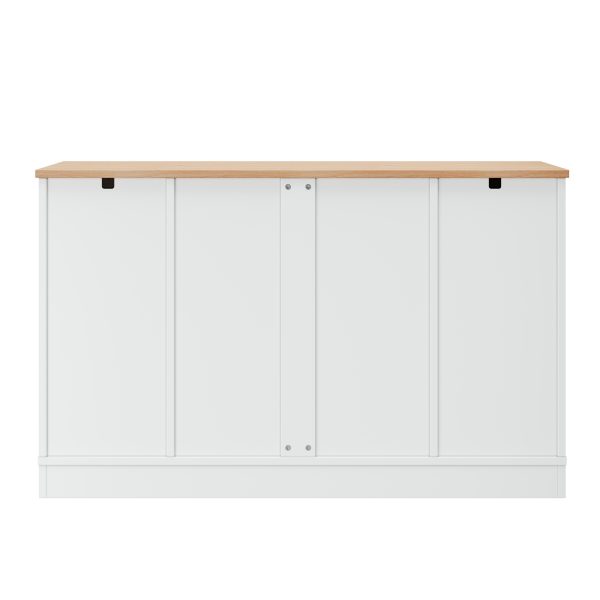Multi-Functional Storage Sideboard with Extendable Dining Table, Adjustable Shelves & 3-Tier Pull-Out Rack, Versatile Kitchen Island Storage for Kitchen, Dining Room and Living Room