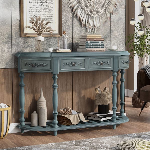 5-18.jpg 52'' Modern Contemporary Curved Console Table, Sofa Table & Entryway Table with 4 Drawers and 1 Shelf C For Hallway & Living Room