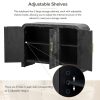 5-186.jpg Retro Minimalist Curved Sideboard Cabinet with Gold Handles & Adjustable Dividers, for Living Room & Dining Room