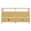 Bohemian Rattan Buffet Storage Cabinet with Solid Wood Frame, 3-Position Adjustable Shelves & Push-to-Open Handle-Free Design for Living & Dining Rooms