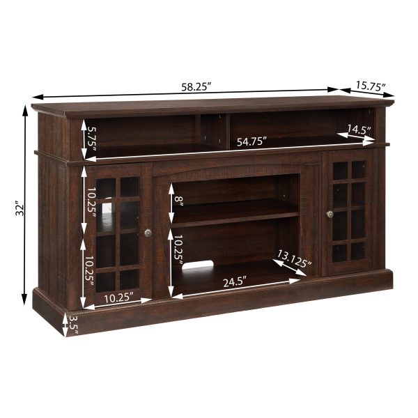Classic TV Media Stand & Modern Entertainment Console C Compatible with TVs Up to 65 Inches, Featuring Open and Closed Storage Compartments