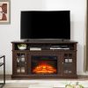 Classic & Modern TV Media Stand with 23" Fireplace Insert, Entertainment Console for TVs Up to 65", Featuring Open & Closed Storage Space