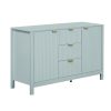 Wave Design Sideboard with 3 Adjustable Shelves, 3 Drawers and Soft-Close Doors. This storage console table features metal handles, is ideal for study, hallway and living room use, and comes in 3 colors.