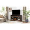 Modern Media Console with 18" Fireplace Insert, Contemporary TV Stand for TVs Up to 65" with Open & Closed Storage