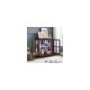 5-206.jpg LED Lighted Curio Display Cabinet with Lattice Doors, Retro Style Storage Bookcase with Adjustable Shelves, Elegant Antique Showcase for Home Decoration & Organization