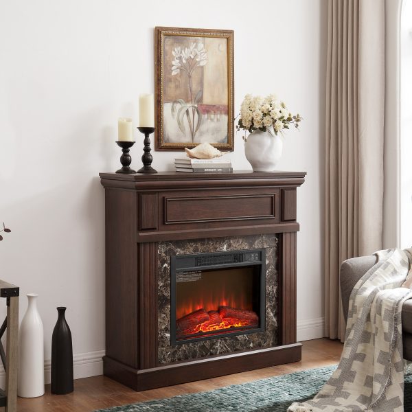 Electric Fireplace with Mantel Surround, 23" Fireplace Insert, Adjustable Flame & Remote Control