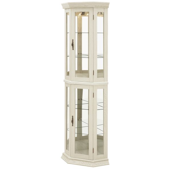 5-215.jpg Lighted Corner Curio Cabinet with Tempered Glass Doors & Adjustable Shelves, Includes Bead Bulb C Perfect Home Bar Cabinet & Decorative Display Piece