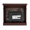 5-216.jpg Freestanding Electric Fireplace with Mantel & Realistic Stacked Stone Surround, Fireplace Heater with LED Flame, Remote Control & Timer