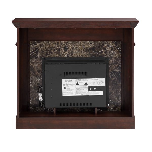 5-216.jpg Freestanding Electric Fireplace with Mantel & Realistic Stacked Stone Surround, Fireplace Heater with LED Flame, Remote Control & Timer