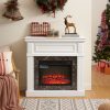 White Electric Fireplace with Mantel Surround, 23" Fireplace Insert, Adjustable Flame & Remote Control