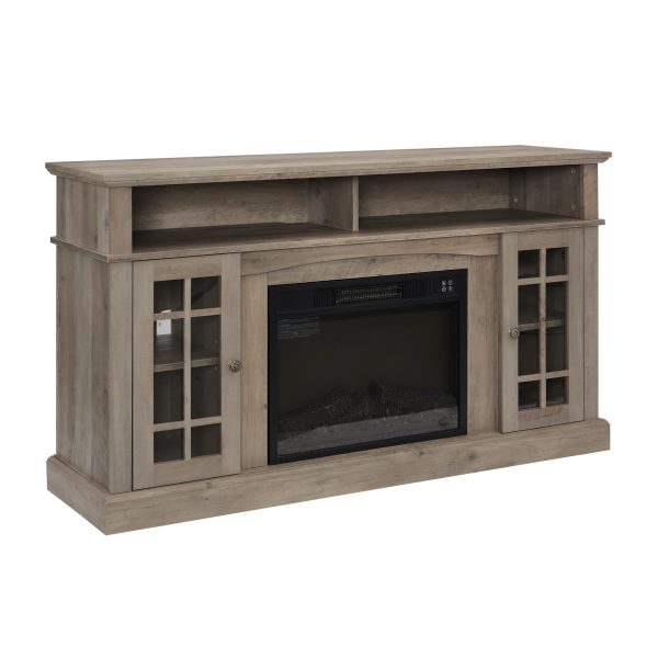 Classic & Modern TV Media Stand with 23" Electric Fireplace Insert, Entertainment Console for TVs Up to 65" with Open & Closed Storage