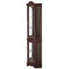 Lighted Corner Curio Cabinet with Tempered Glass Doors & Shelves, Elegant Dark Oak Finish Display & Storage Cabinet for Living Room & Bedroom Decor