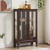 5-234.jpg 2-Door Curio Display Cabinet with Tempered Glass Doors, Mirrored Back Panel & Adjustable Shelves, Lighted Showcase with Bulb Included for Home & Office