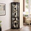 5-235.jpg Lighted Corner Curio Cabinet, Elegant Glass Display Case for Living Room & Bar Storage, Ideal for Antique Collections and Wine Display with Built-in Lighting