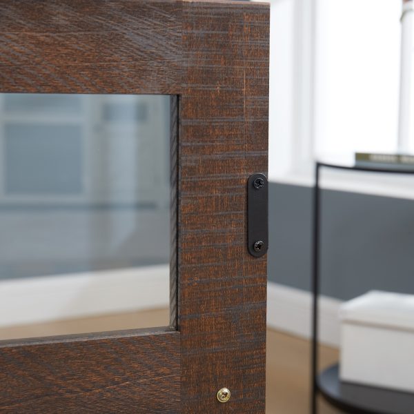 2-Door Modern Farmhouse Cabinet & TV Media Stand, Large Barn-Inspired Home Entertainment Console with Rustic Barn Design