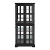 Vintage Curio Display Cabinet with 4 Glass Doors & Adjustable Shelves, Antique Style Showcase for Collectibles, Ideal for Home & Office, E26 Bulb Included