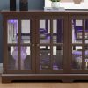 LED Antique Curio Display Cabinet with 4 Glass Doors & Adjustable Shelves, Vintage Showcase for Collectibles, Ideal for Home and Office Use