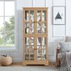 Antique Curio Display Cabinet with 4 Glass Doors & Adjustable Shelves, Vintage Showcase for Collectibles, Suitable for Home & Office Use, E26 Bulb Included