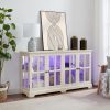 LED Antique Curio Display Cabinet with 4 Glass Doors & Adjustable Shelves, Vintage Style Showcase for Collectibles, Ideal for Home and Office Use