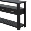 61.5'' Large Entryway Console Table with 4 Drawers & 3-Tier Open Shelves, Painted Design with Metal Handles, Versatile Sofa Table for Living Room, Bedroom, Foyer & Kitchen
