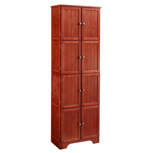 72.4-Inch Tall Freestanding Storage Cabinet with 8 Doors & 4 Shelves, Multi-Purpose Bookshelf for Living Room, Kitchen, Dining Room and Office