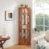 Corner Lighted Glass Curio Cabinet, Multi-Purpose Corner Display Case for Living Room, Ideal for Antique Collections, Wine & Bar Glass Storage (Included Light)