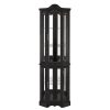 Lighted Corner Curio Cabinet with Tempered Glass Doors and Shelves C Elegant Oak Finish, Perfect Display & Storage for Living Room and Bedroom