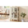 2-Door Curio Cabinet with Tempered Glass Doors, Mirrored Back Panel & Adjustable Shelves C Lighted Display Cabinet with Bulb Included for Home and Office