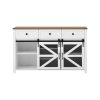 55'' Industrial Sliding Barn Door Sideboard Buffet Cabinet - 3 Drawers, Adjustable Shelves, Metal Mesh & Particleboard Doors, Aluminum Handles, Ideal for Living Room & Dining Room Storage