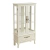 Lighted Curio Cabinet with Adjustable Glass Shelves, 2 Doors & 1 Drawer, Glass Wine Cabinet & Sideboard with Bulb Included