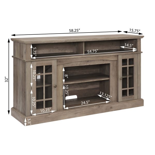 Modern Classic TV Media Stand, Entertainment Console for TVs Up to 65" with Open & Closed Storage