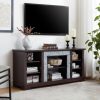 5-288.jpg TV Media Stand with Faux Stacked Stone Surround, Modern Entertainment Console Featuring Open Storage