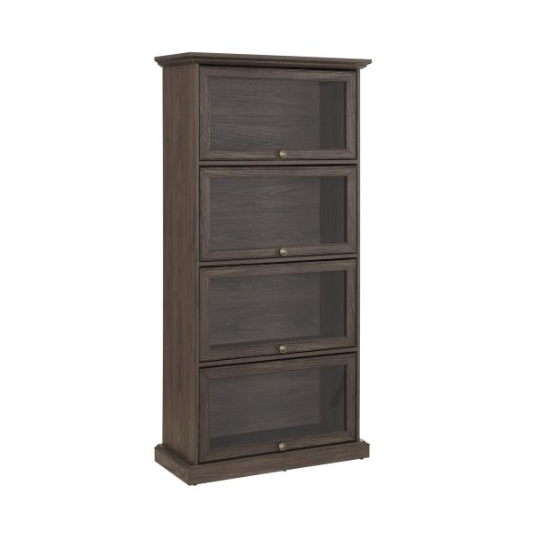 4-Tier Glass Display Cabinet with Flip-Up Glass Doors, Collectors Showcase & Toy Figure Organizer Rack, Bookcase for Living Room