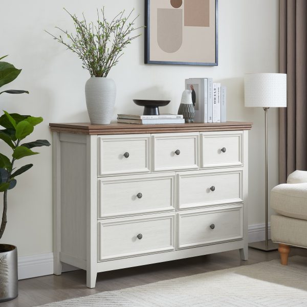 Modern & Farmhouse 7-Drawer Dresser, Chest of Drawers Closet Organizer for Clothes Storage in Living Room