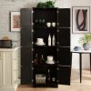 72.4" Tall Freestanding Storage Cabinet with 8 Doors & 4 Shelves, Multi-Purpose Bookshelf for Living Room, Kitchen, Dining Room & Office