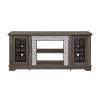 58" Modern TV Stand with 2-Door Storage, Faux Stone Media Console, Grey Large Entertainment Center for Living Room