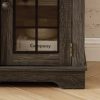 Modern 58" TV Stand with 18" Electric Fireplace, Faux Stone Media Console & 2-Door Storage, Grey Living Room Entertainment Center