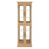 Lighted Glass Curio Cabinet with Wood Frame, Multifunctional Storage for Wine, Toys & Home Decor (Bulb Included)