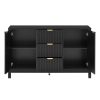 5-31.jpg Wave-Design Storage Sideboard with 3 Adjustable Shelves, 3 Drawers & Soft-Close Doors, Metal Handle Accent Console Table for Study, Hallway & Living Room, Available in 3 Colors