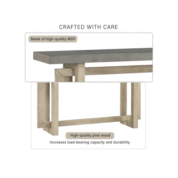 5-34.jpg 59.1'' Painted Entryway Console Table with Pine Veneer, Unique Triple Rectangle Design, Thick Solid Pine Wood Legs, Extra Long Sofa Table for Hallway, Living Room & Kitchen